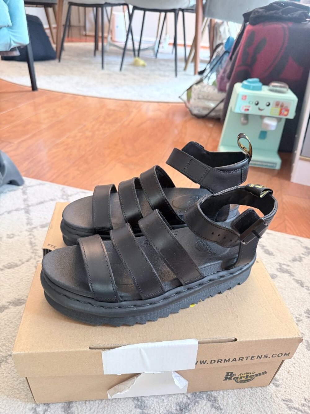 Dr. Marten's Blaire Black Platform Sandals Size 8 NIB